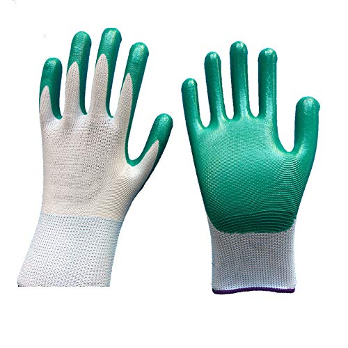 Preisvergleich Produktbild RIsxffp Gartenhandschuhe, rutschfest, mit Beschichtung (12 Paar) grün