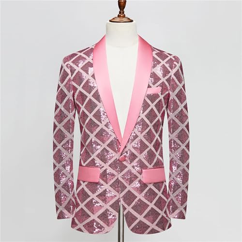 Men's Sequin Blazer Jacket Disco Prom Party Shiny Jackets One Button Party Prom Suit Coat3