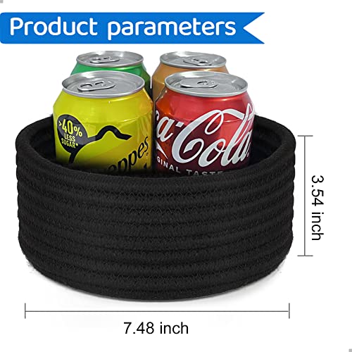 Image of 2-Pack Small Woven Storage Baskets, 7.5 Inch Round Cotton Bins for Organizing Jewelry, Desk Accessories and Baby Items