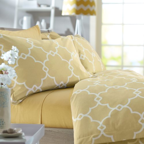 Amazon Brand – Pinzon 300-Thread-Count Lattice Duvet Cover Set - Twin, Straw