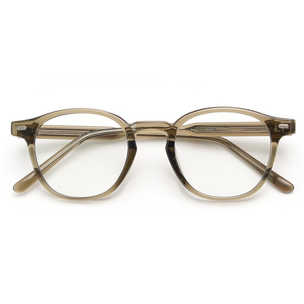 okulary damskie retro owalne okulary przezroczyste kwadratowe oprawki dla mężczyzn zielono-brązowe octanowe