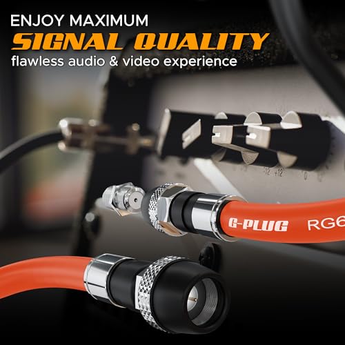Image of G-PLUG RG6 Coaxial Cable 75FT - Triple Shielded, Waterproof, 75 Ohm with F-Type Connectors, High-Speed for HDTV, Satellite, Internet, Indoor /Outdoor Use