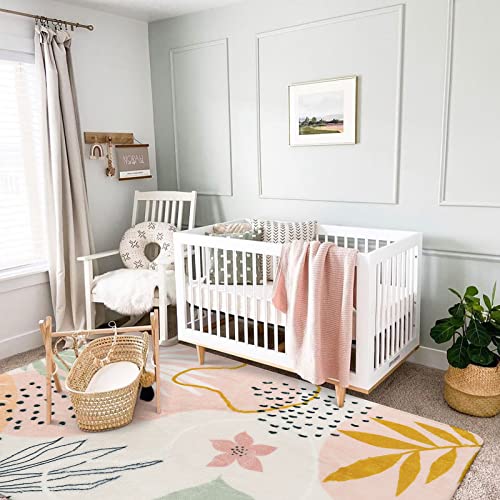 Lahome Pink Washable Living Room Area Rug - 3X5 Small Rugs For Bedroom Non-Slip Throw Soft Nursery Kids Room Low-Plie Boho Botanical Print Carpet For Kitchen Entryway Office Bath Laundry Dining Room thumb #3
