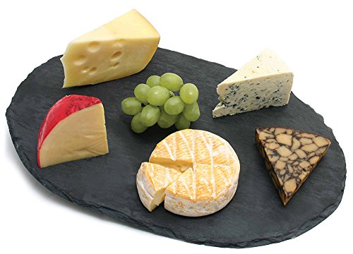 Tablero Suizo para Servir Quesos de Pizarra Ovalada – Bandeja Elegante para Charcutería y Aperitivos, con Patas Antideslizantes de Fieltro, Superficie Fácil de Limpiar, 39 cm x 25 cm miniatura 2