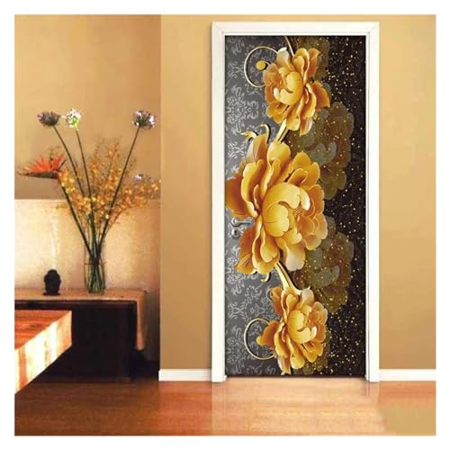 Décoration de maison raffinée avec ce papier peint auto-adhésif fleurs dorées 3D