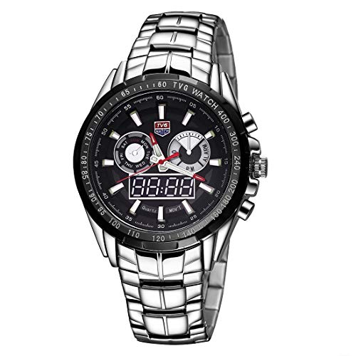 Montre homme double mouvement LULI Design en alliage noir de qualité supérieure avec verre minéral