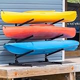 WHIPIN Kanu-Lagergestell, 3-lagiges, Robustes Outdoor-Lagergestell, freistehendes Kajakregal mit höhenverstellbaren Armen, Präsentationsständer für Kajaks, Kanus, Stand-Up-Paddleboards