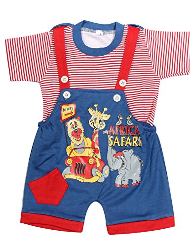 Image of babeezworld dungaree for Boys & Girls casual printed pure cotton-Pack of 2 (9101990001164; Multi Colour)