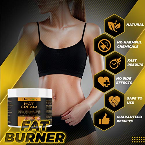 Healov Hot Cream Cellulite Treatment for Firming, Tightening, Slimming Belly – Topical Fat Burner Thermogenic Heat Rub for Stomach, Abs, Thighs, Legs, Butt – Heating Ointment Tingle Lotion