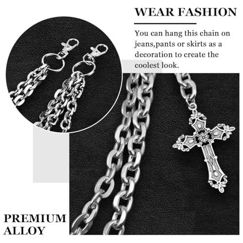Image of GUSTAVE Layered Pants Chain for Men Punk Gothic Silver Jean Belt Trousers Chains Harajuku Street Wallet Pocket Keychains Waist Pocket Cool Hip Hop Rock Biker Goth Body Accessories