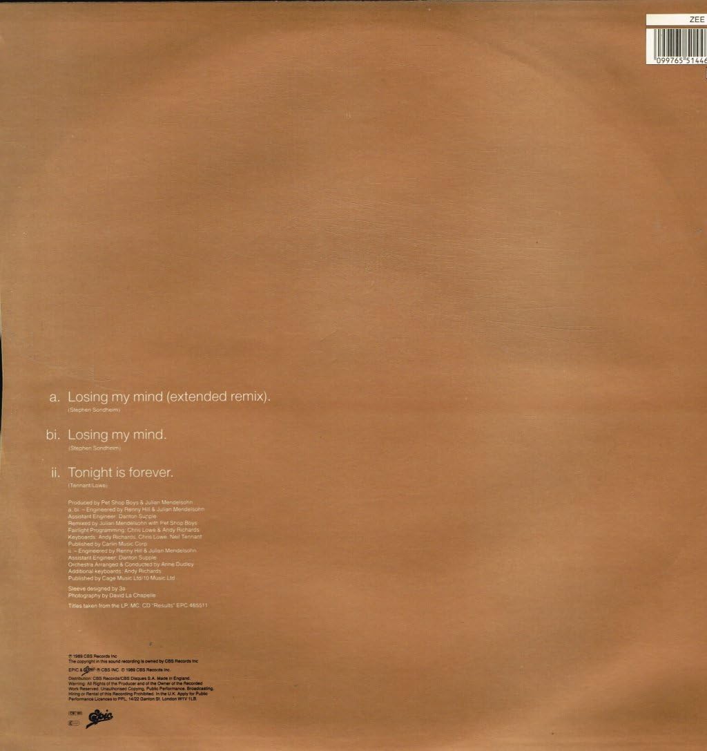 LOSING MY MIND SINGLE 1989