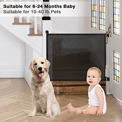 Babepai Retractable Baby Gate Wide Safety Mesh Gate Easy To Roll And Latch For Stairways Doorways Hallways Patios Deck Banisters Flexible And Extensible Pets Gate Up To 54 Inch Wide #TOP5