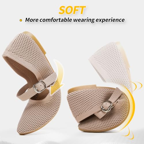 BABUDOG Mesh Ballet Flats for Women,Women's Mary Jane Flats with Buckle Strap,Black Nude Foldable Flats Shoes for Women,Comfortable Dress Shoes3
