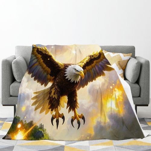 Plaid polaire 240x260 cm Aigle Doré | Couverture lit et canapé chaude - 2
