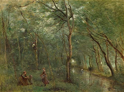 Toile les cueilleurs d'anguilles Corot reproduction d'art portrait 60x90cm