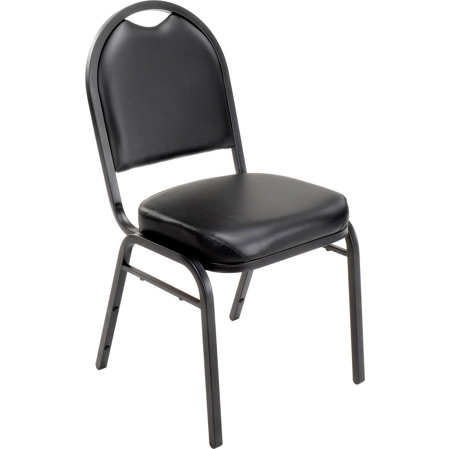 Global Industrial Stacking Banquet Chair, Vinyl, 2" Seat, Black, Lot of 4