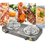 Fogão Elétrico 2 Bocas Cooktop de mesa 127V – Fogareiro Portátil Cooktop de Mesa para Camping, Viagem e Uso Doméstico (Cinza)