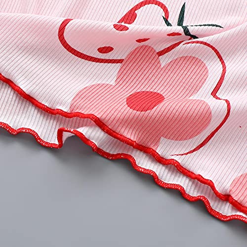 Kids Girls Cute Flower Soft 𝗽ajamas Sets Short Sleeve Stretchy F𝐚mily 𝗽𝐉 Tops+soft Pants 2 Piece Sl𝐞epwear Outfits2