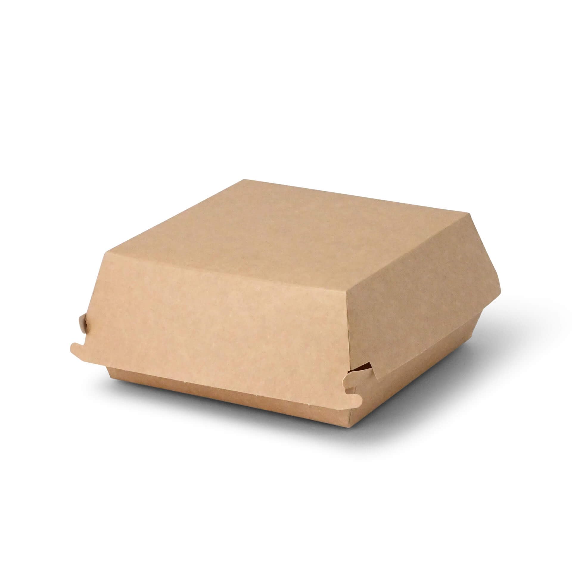 BIOZOYG Take Away Burger Box I 100 Cajas de hamburguesas con tapa abatible de cartón de fibra fresca I Envase de hamburguesas resistente a la grasa marrón-blanco 14,5 x 14,5 x 8 cm I reciclable