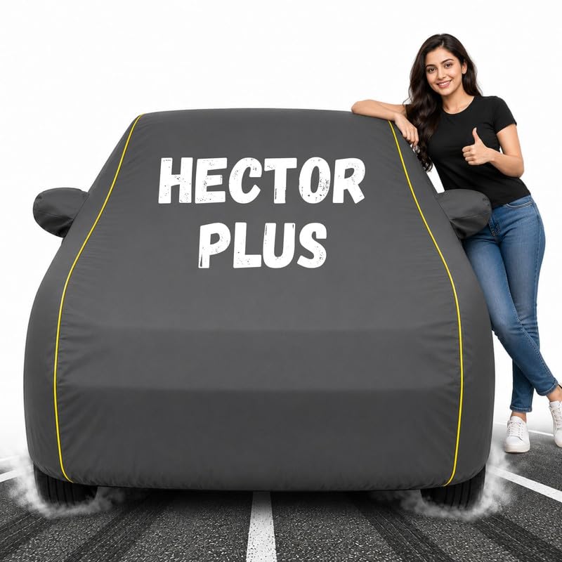 Image of Custom Fit Grey 100% Waterproof Hector Car Cover | Polyester Car Body Covers for Rain & Sun | UV Protection, Dustproof, Scratch Resistant, Windproof, Heat Resistant