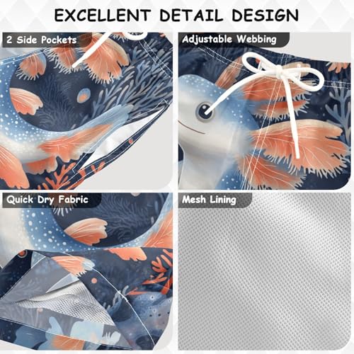 Pigsaly Boys' Swim Board Shorts Adorable Pink Fish Boy's Swim Trunks Kids Swimwear 4T3