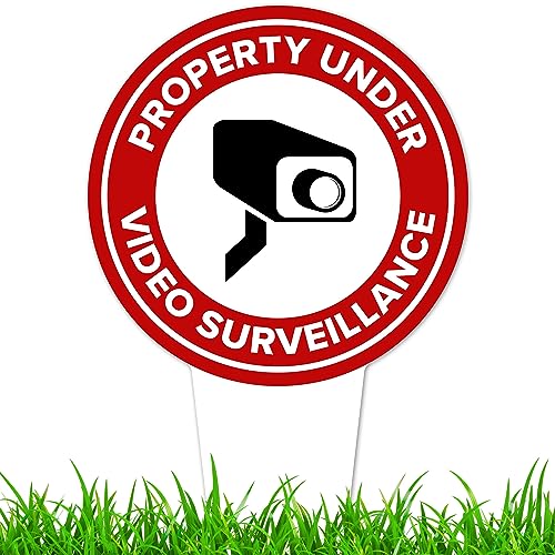 Image of Property Under Video Surveillance Sign, 7x13, Heavy Duty Integrated Ground Stakes, Indoor /Outdoor Use, Rust Free Aluminum Composite, Made in USA by My Sign center