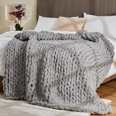 Karoway Chunky Chenille Throw Blanket Cover