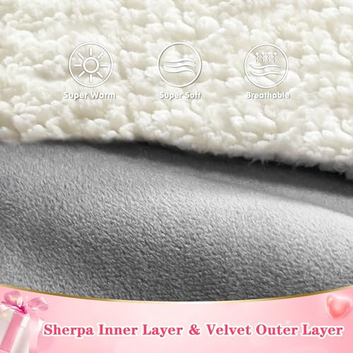 Image of Waitu Wearable Blanket Sweatshirt Gifts for Women and Men, Sherpa Wearable Blanket Adult, Oversized Blanket Hoodie, Thick Sherpa Blanket, Warm Body Blanket Robe - Gray