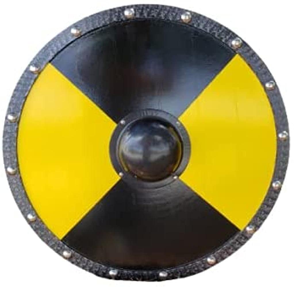 Viking Knight Medieval Quadrant Norse Wooden Round Battle Ready Shield Black