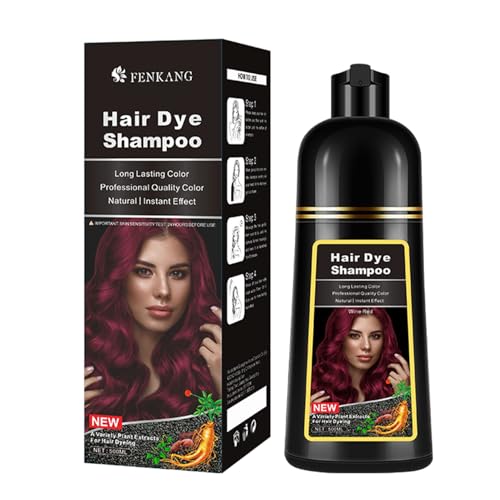 COSMPURLUXE Burgundy Hair Dye Shampoo for Women and Men - 100% Gray Coverage - Herbal Ingredients 3 in 1 Color 500mL