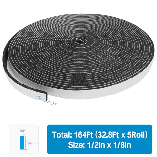 Image of DGSL Foam Weather Stripping, 1 /2 inch x1 /8 inch, 164Ft Door Window Seal Tape