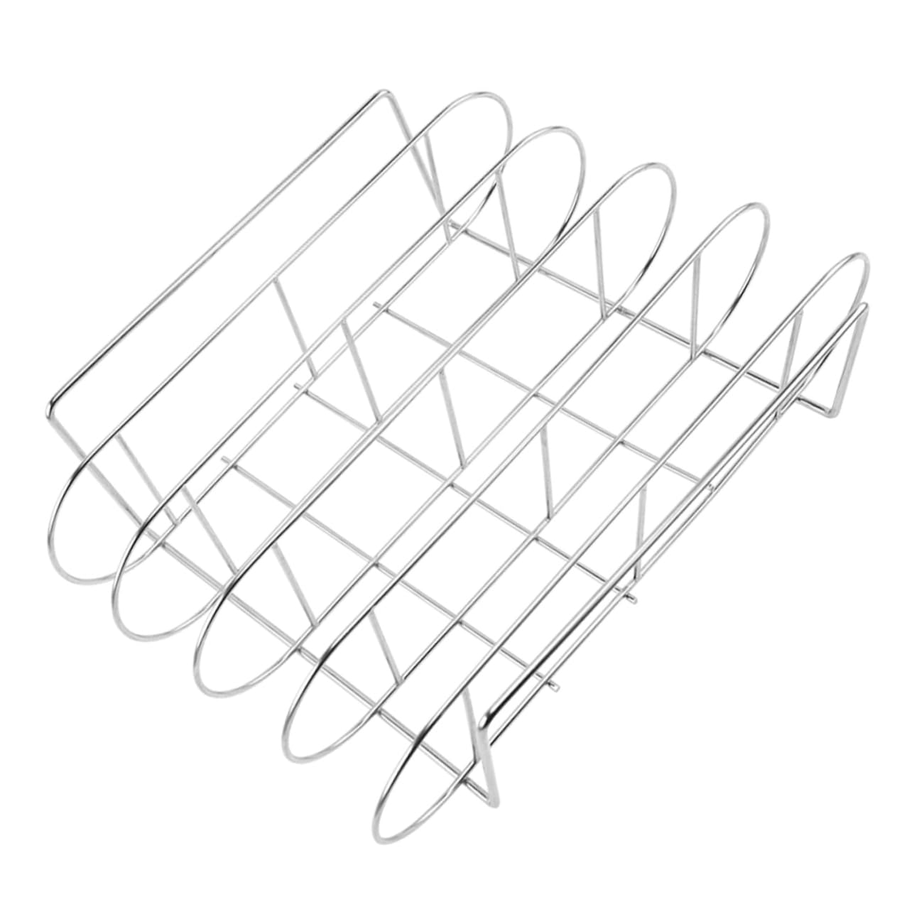 POPETPOP Supporto per Costine Barbecue in Acciaio Inox, Design Ergonomico e Facile da Pulire, Griglia per Arrosti per Uso Domestico e Picnic