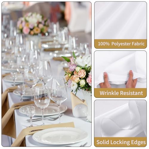 Fixwal TABLE CLOTH 0001 6 Pack White Table Cloth For Rectangle Table, 70 X 120 Inch Polyester Fabric Tablecloths Rectangular thumb #1