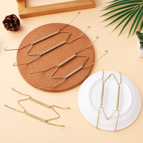 Image of MAGICLULU Invisible Plate Hangers for Wall with Spring Hooks W Type Steel Plate Holders Set for 6 8 10 Inch Plates Decorative Wall Display Holders for Home Kitchen