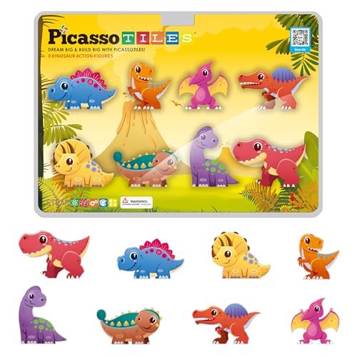 PicassoTiles Dinosaur Magnet Action Figures