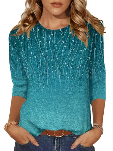 Zeagoo Women's Casual 3/4 Sleeve T-Shirts Round Neck Cute Tunic Tops Basic Tees Blouses Business Work Tee Top