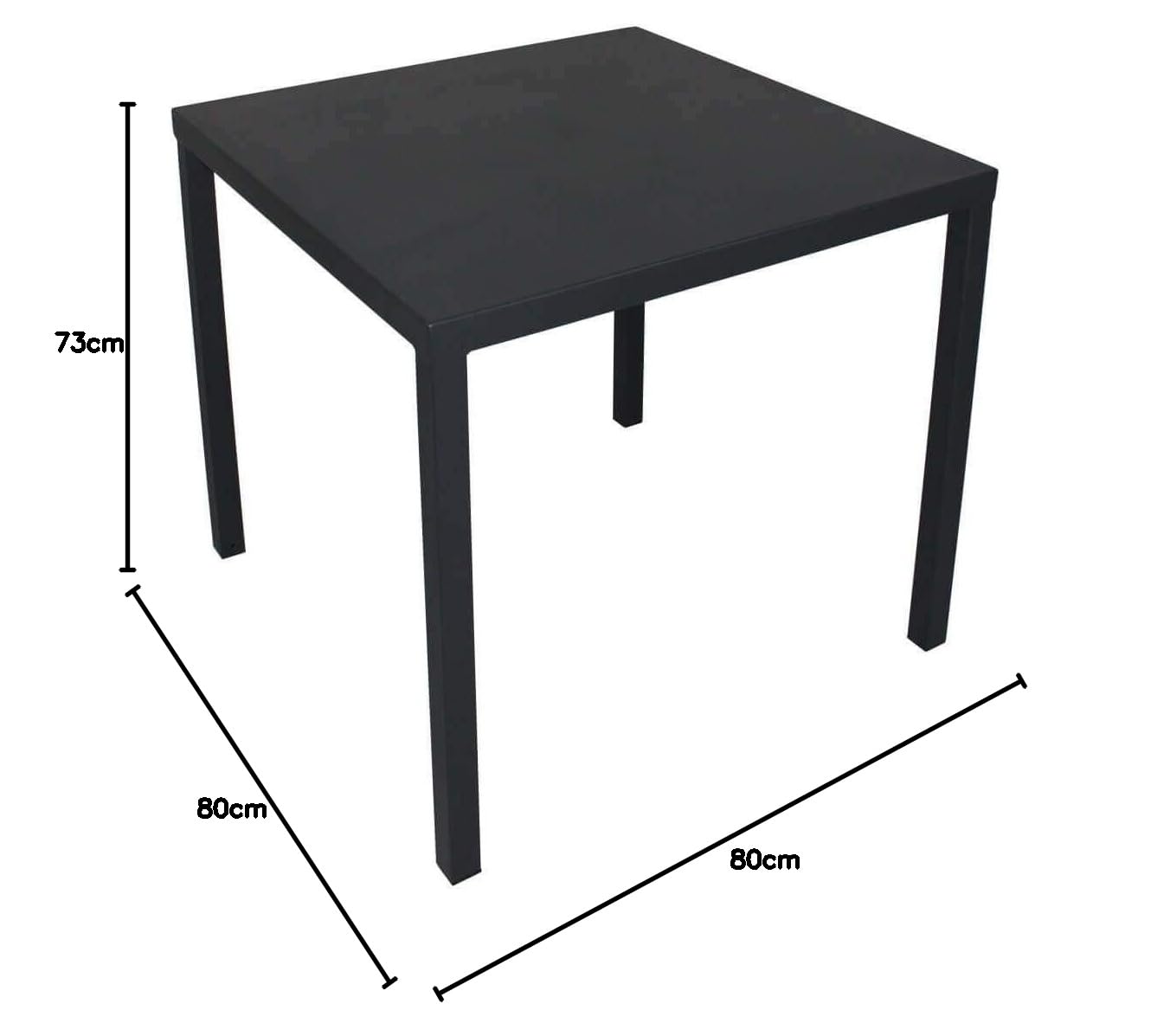 Milani Home Tavolo da Giardino Quadrato 80x80 cm Acciaio Antracite