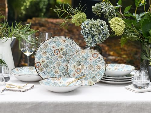 CreaTable, 24157, Serie Mosaik, 12-teiliges Geschirrset für 4 Personen, Teller Set aus Steinzeug, spülmaschinen- und mikrowellengeeignet, Made in Europe CreaTable, 24157, Serie Mosaik, 12-teiliges Geschirrset für 4 Personen, Teller Set aus Steinzeug, spülmaschinen- und mikrowellengeeignet, Made in Europe