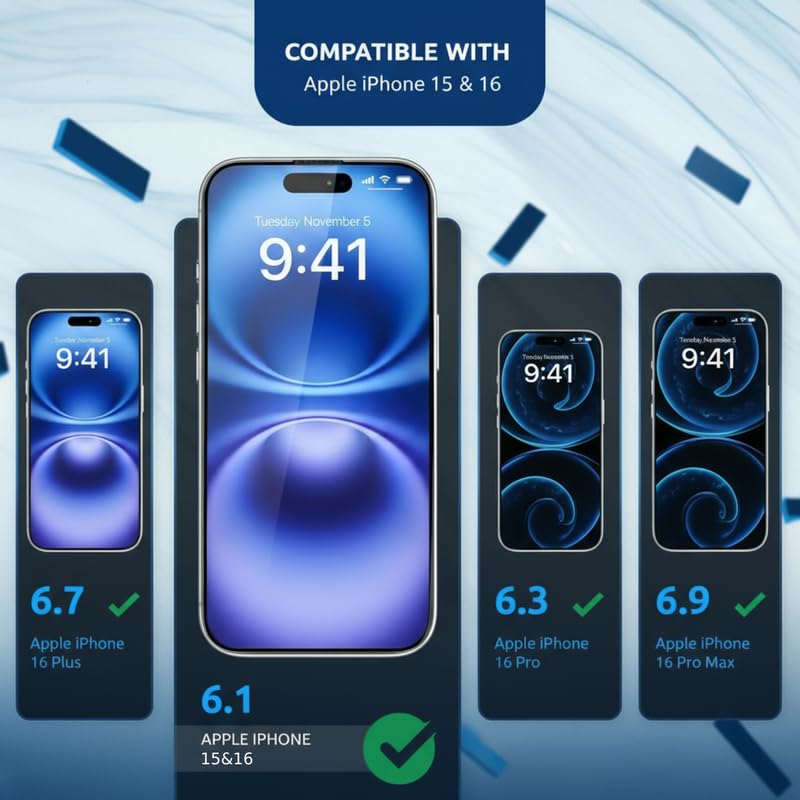 Image of OHAYO Gaming Tempered Glass Screen Protector Compatible with iPhone 15 - 9H Hardness, Ultra-Smooth Touch, High Sensitivity, Anti-Fingerprint, HD Clear, Bubble-Free, Case Friendly