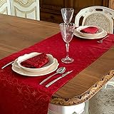 Lot de 2 chemins de table de luxe avec étoiles de Noël – Grand ourlet – Résistant aux taches – Taille : 50 cm x 150 cm