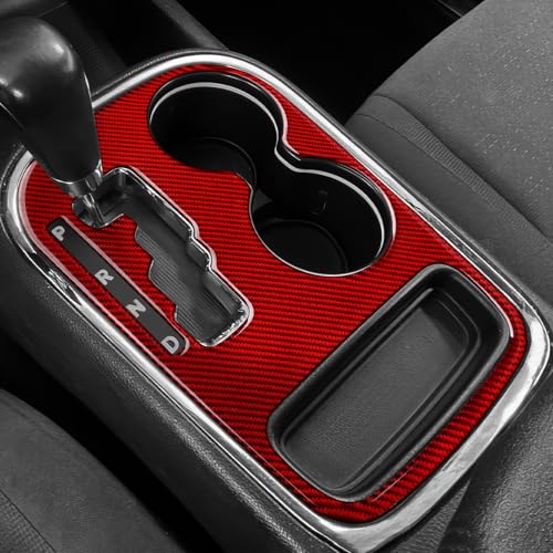 Image of Car Gear Shift Panel Cover Decals for 2011 2012 2013 Dodge Durango Accessories Carbon Fiber Interior Stickers Red, A