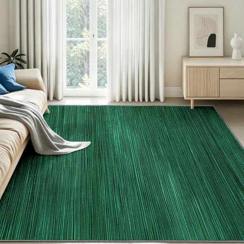 Alfombra lavable verde antideslizante de pelo corto para salón moderno 8