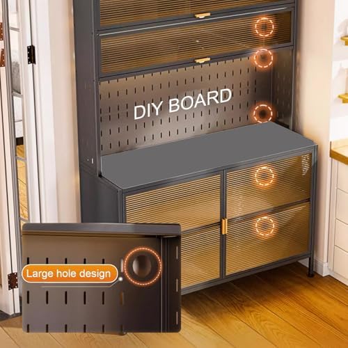 Adjustable 6-Tier Metal Kitchen Cupboard Rack - Freestanding Microwave Storage Stand & Versatile Bakers Rack with Ample Storage Space for Home & Kitchen nization