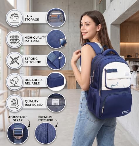 Image of ADSON kawaii Girls Travel School Bag|Backpack Of Large Capacity Aesthetic Stylish Girls Korean Laptop Bag Rucksack for School |College Bags Cute Bookbag for Teens Water Resistance 18 Inches