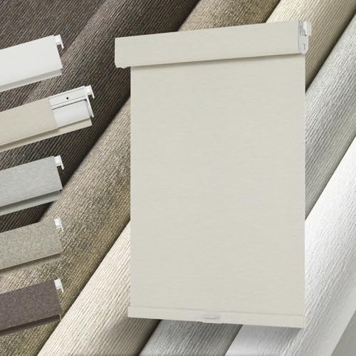 Persilux No Drill Blackout Roller Shades for Windows,Beige,Custom Size
