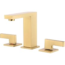 sumerain Brushed Gold 8 Inch Widespread Bathroom Faucet 2 Handle Lavatory Faucet Solid Brass, with Quick Connect Hose