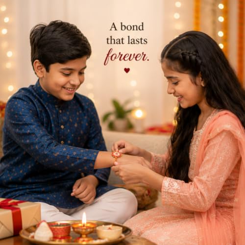 Image of DIKANG Combo Pack of 10 Premium Rakhi Set for Brother and Bhabhi | Mauli Thread Rakhi with Roli Chawal Tilak Set & Greeting Card | Rakhis for Rakshabandhan with Tealight Candle (NR110)