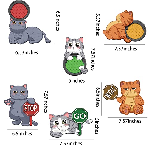 6 Pcs Traffic Signals Cats Stickers And Decals For Cars Decoration, Funny Cartoon Cute Cat Vinyl Car Stickers For Women Bumper Decal Decor For Auto Motorcycle, Wall, Window,Laptop(Large) #TOP2