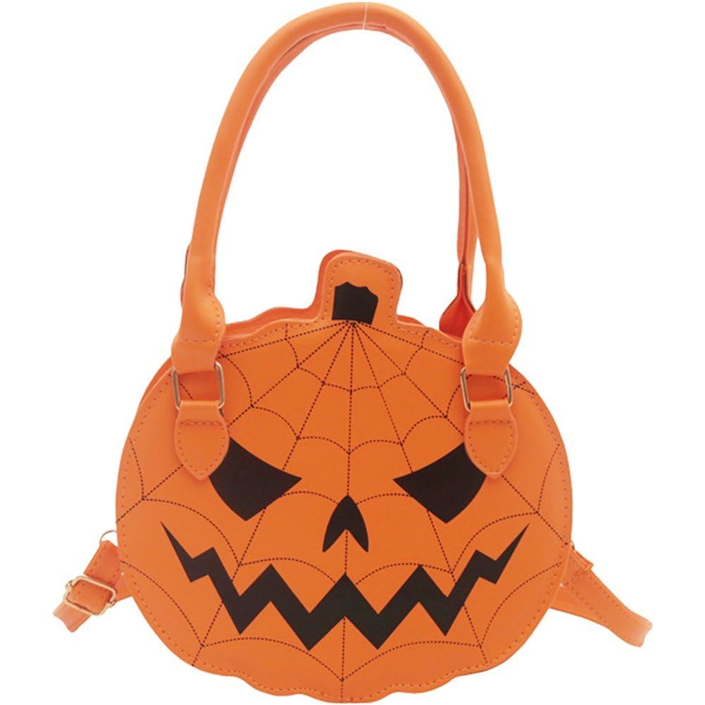 Sac citrouille d'Halloween élégant en cuir PU avec bandoulière fine pour femme