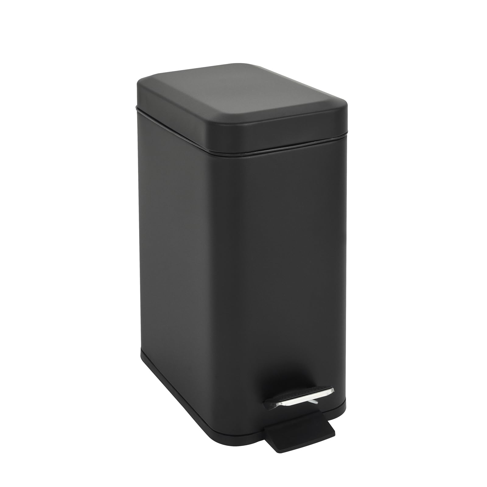 SVITA STM5 Mülleimer aus pulverbeschichtetem Stahl, 5 L, Softclose, Fußpedal, rechteckig, schwarz